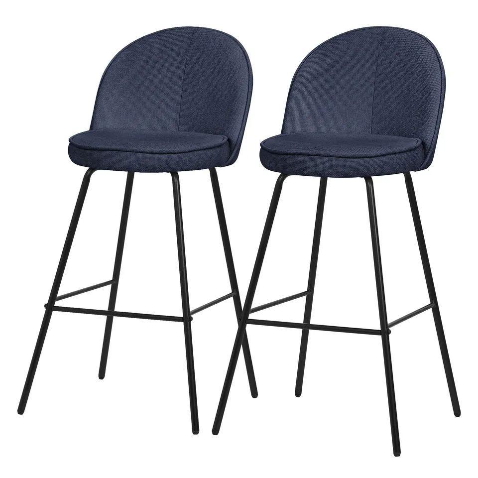 ECD Germany ML-Design tabouret bar bleu lot 2 dossier
