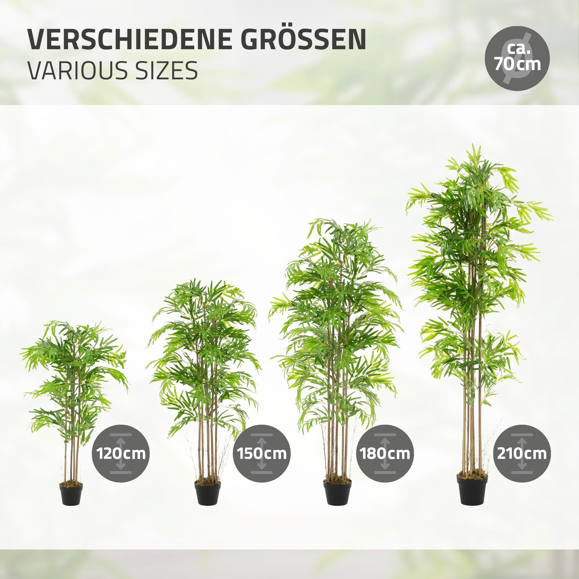 ECD Haus & Wohnen Faux Bambou 210 cm Plante Artificielle Tige Bois