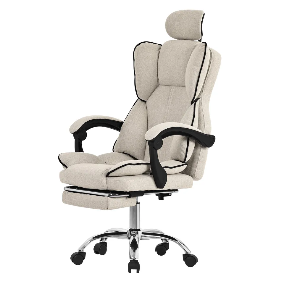 ECD ML-Design fauteuil de bureau beige réglable repose-pieds