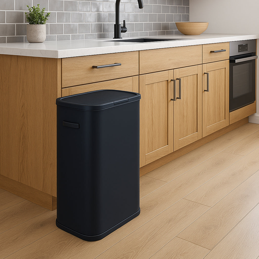 Red Deco Portland 60L poubelle cuisine push noir inox