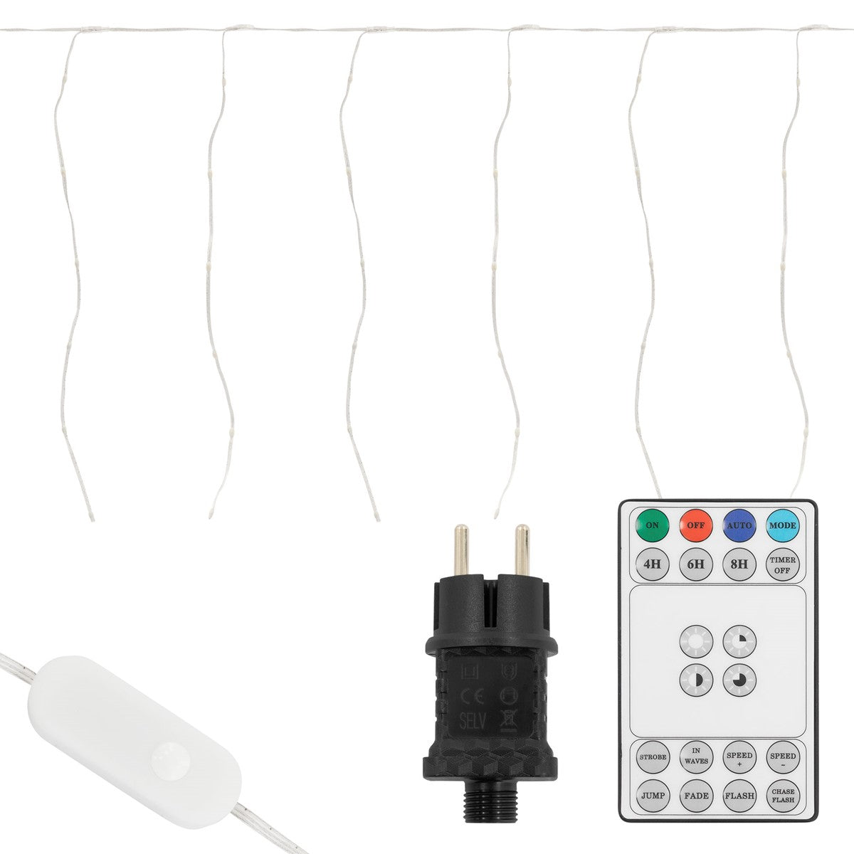 ECD Germany rideau lumineux LED 3 m 120 LED blanc chaud timer