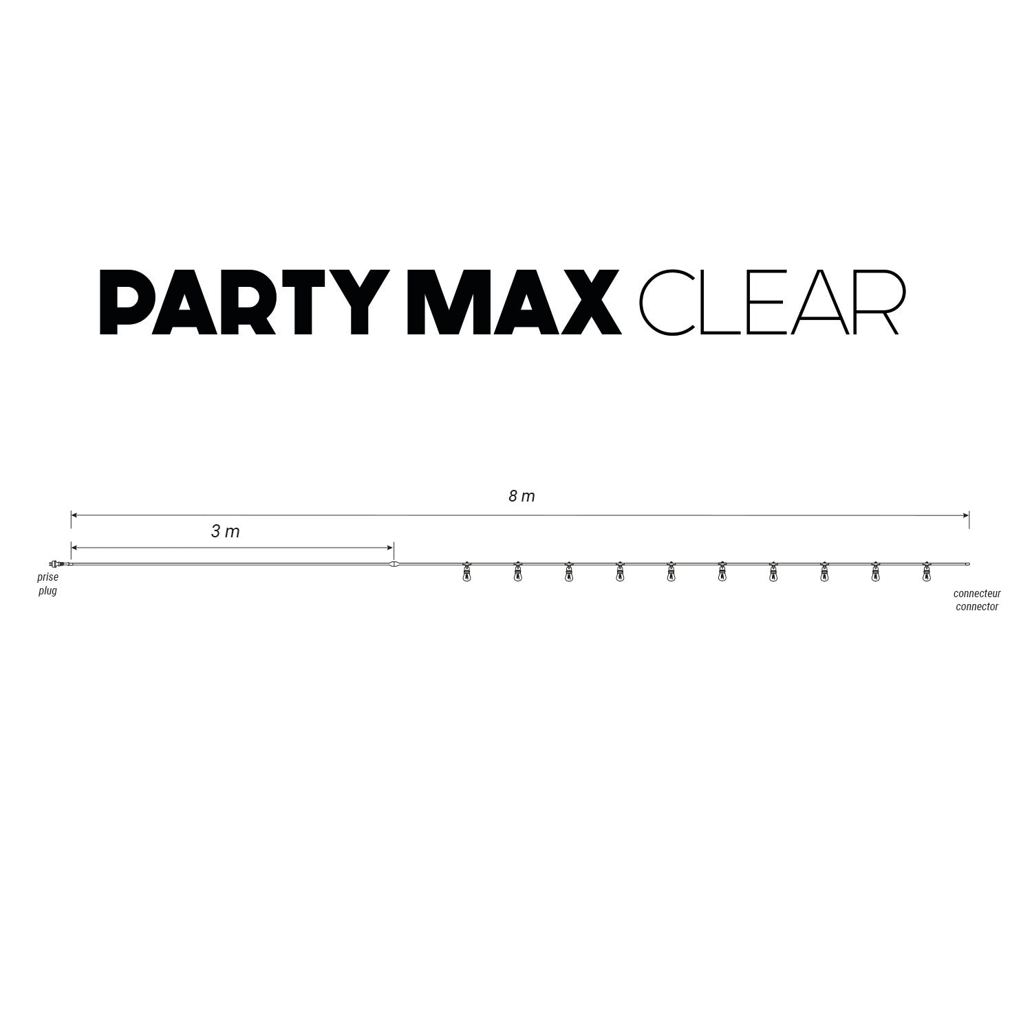 Red Deco Party Max Clear Taupe guirlande 10 globes 8m