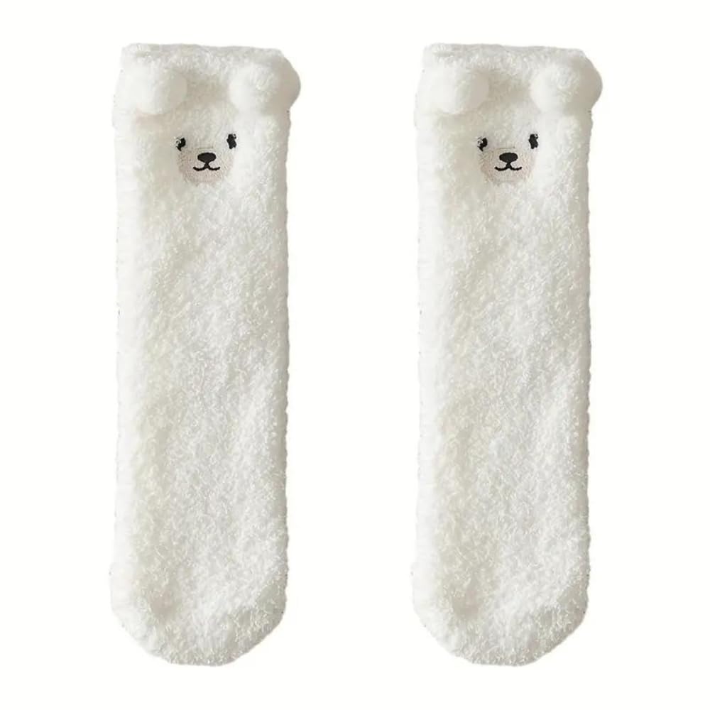 Shop-Story chaussettes cocooning ourson blanc taille unique