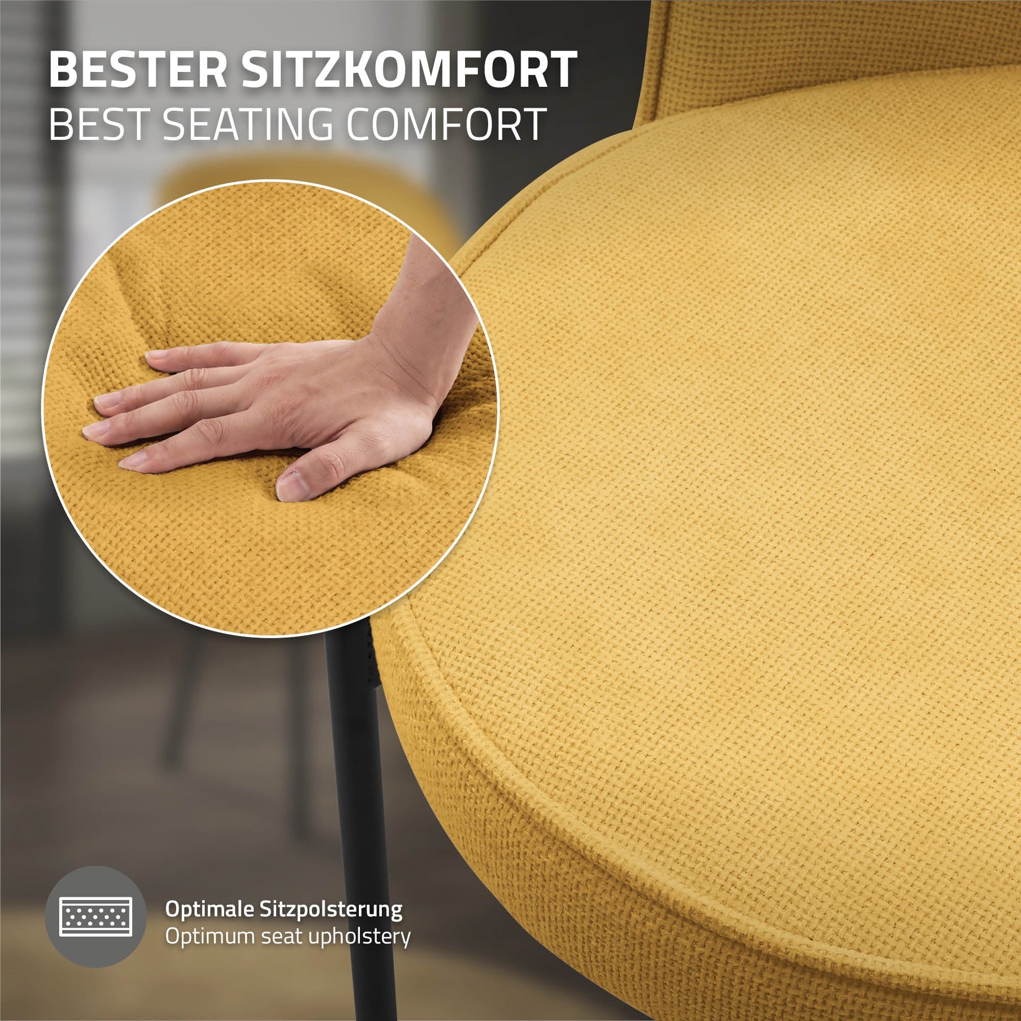 ML-Design Chaise salle à manger moutarde tissu lot de 4