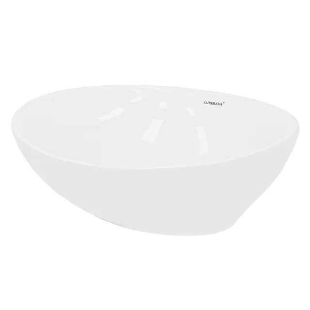 LuxeBath vasque ovale 41x33 blanc céramique à poser sans bonde
