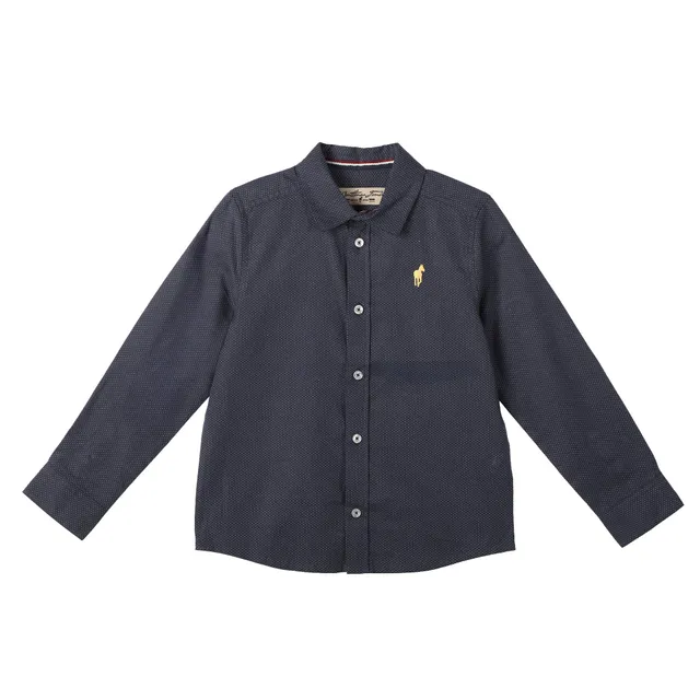 Stokomani Mode chemise enfant bleu foncé à broderie