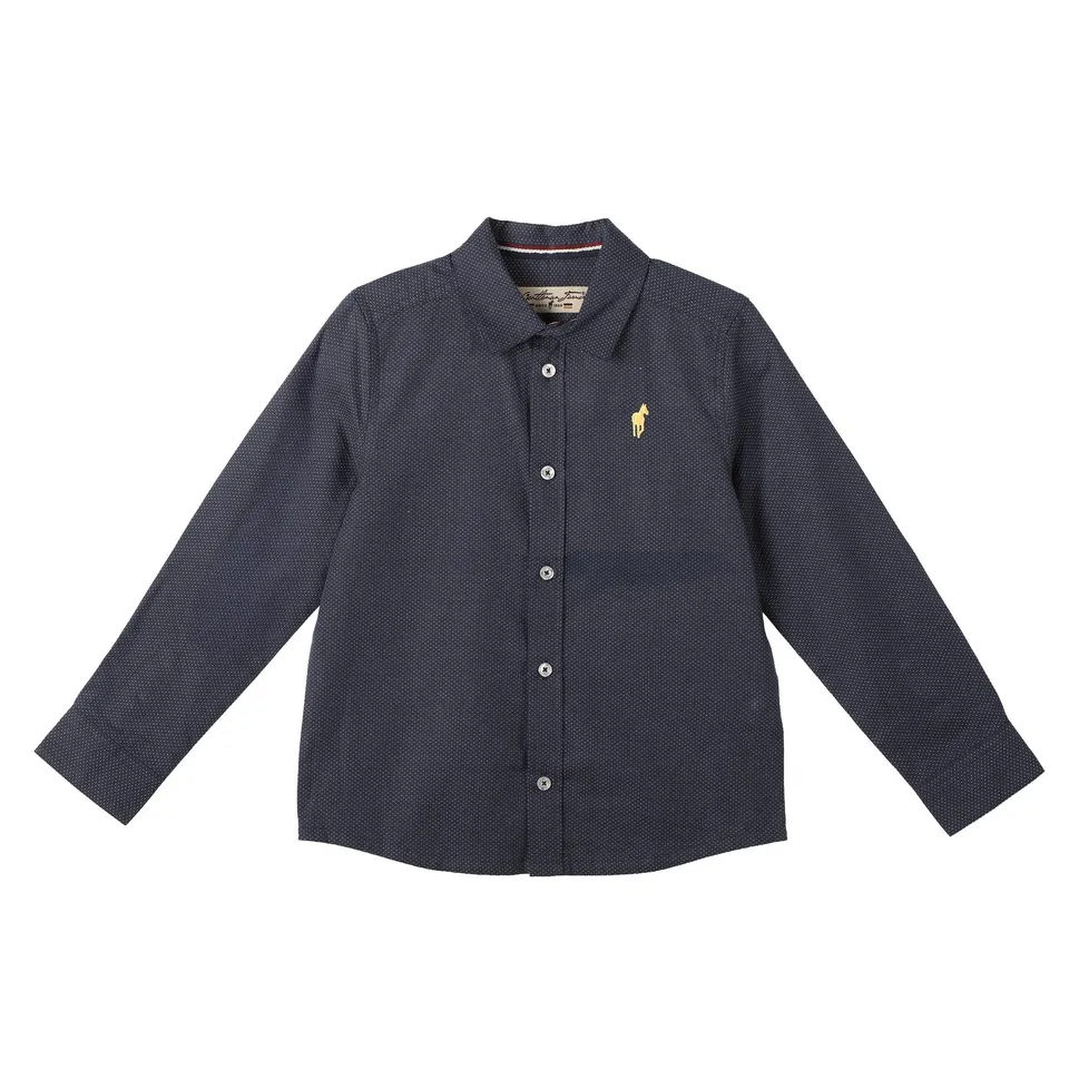 Stokomani Mode chemise enfant bleu foncé à broderie
