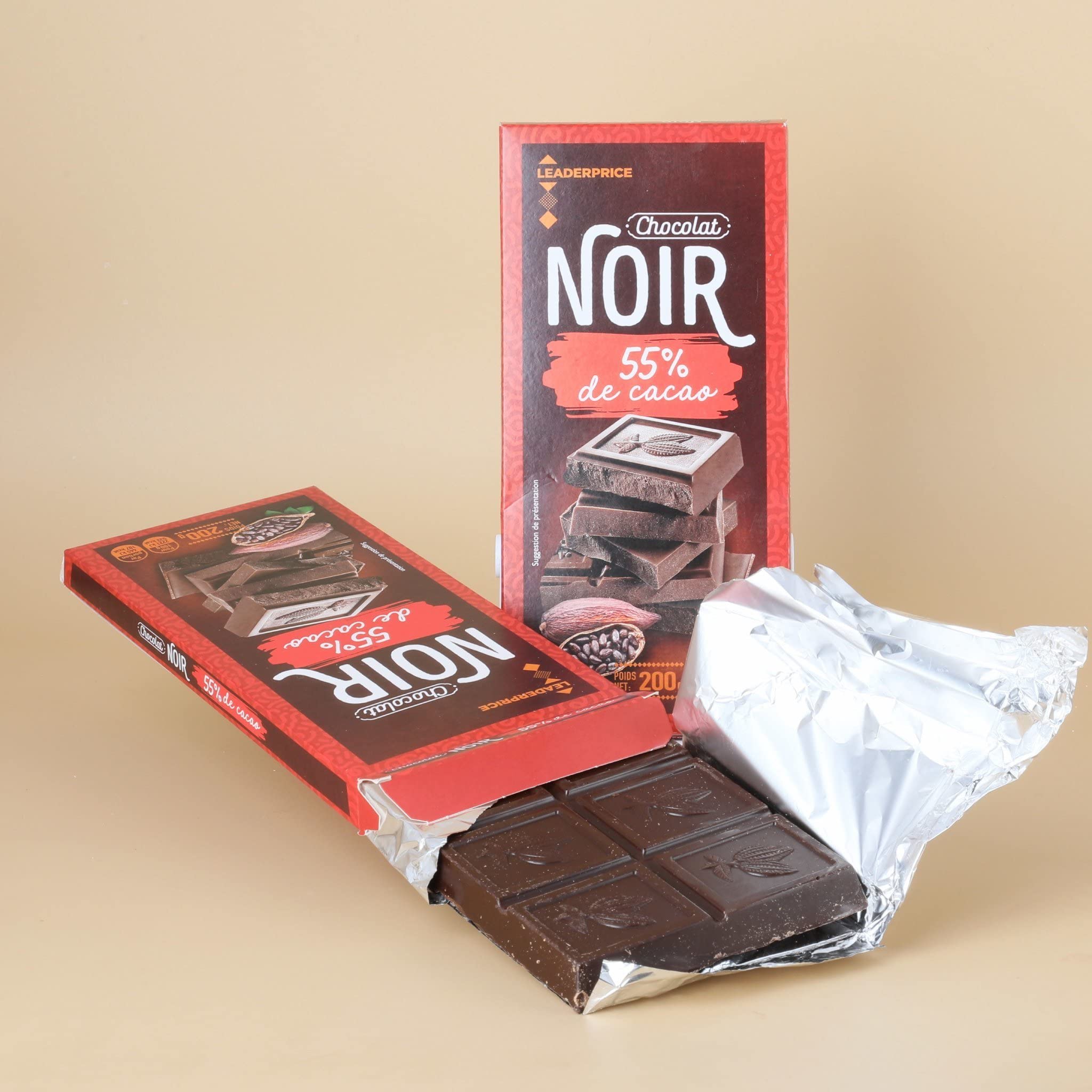 Leader Price Tablette chocolat noir 55% 200g