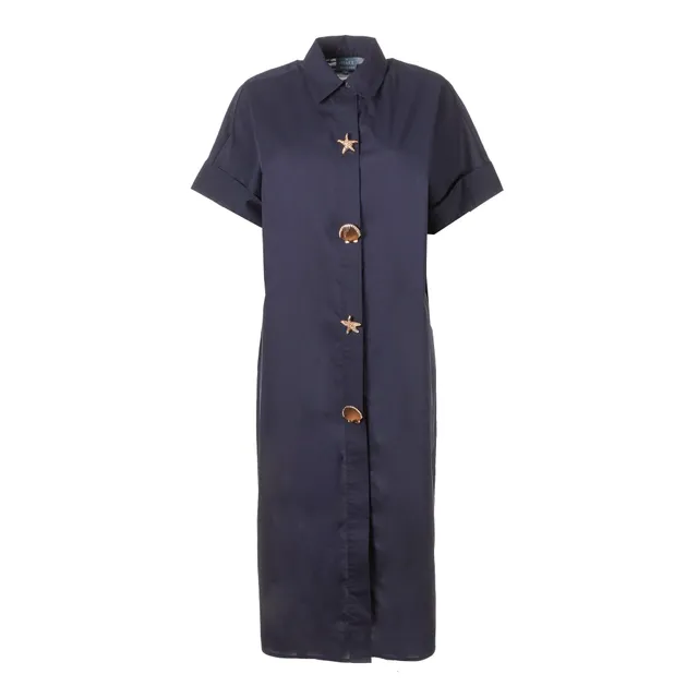 Stokomani Mode robe chemise longue bleu foncé 38