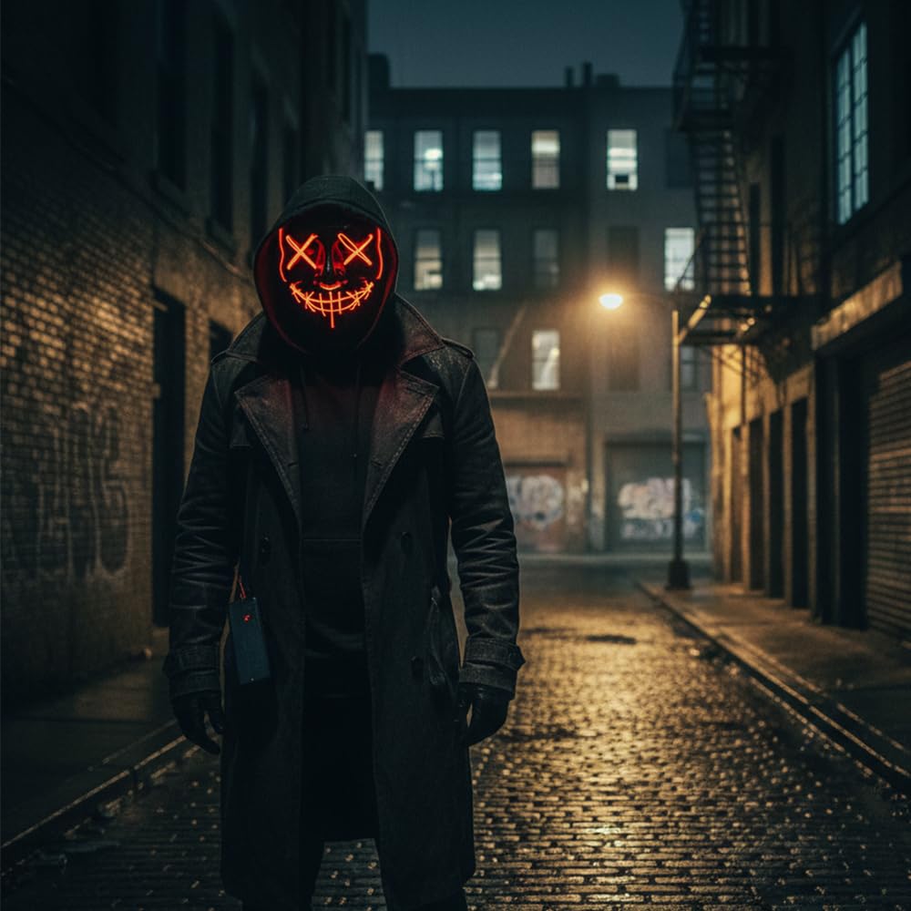 Shop-Story Loisirs Masque LED Nightmare Orange Halloween