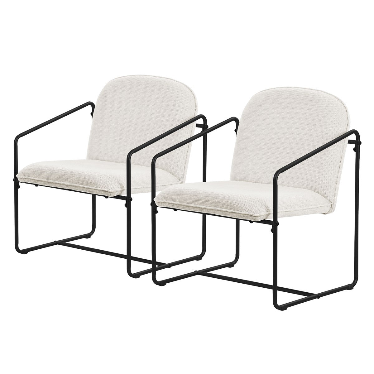 ECD Germany ML-Design lot 2 fauteuils beiges tissu 65x61x76 cm