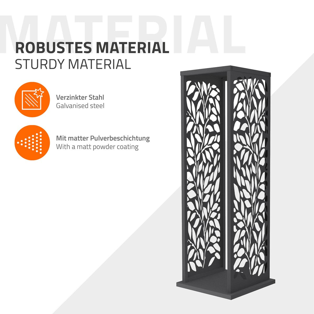 ECD Germany range-bûches colonne feuilles anthracite acier