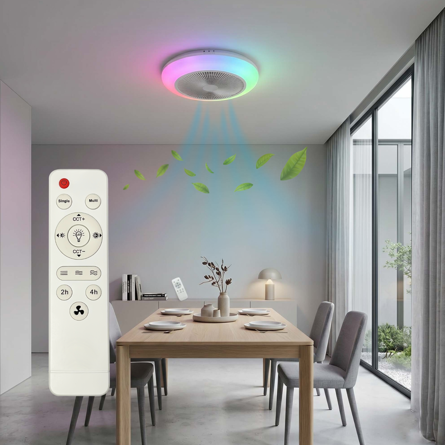 Red Deco Laguna 46cm ventilateur plafond LED RGB blanc