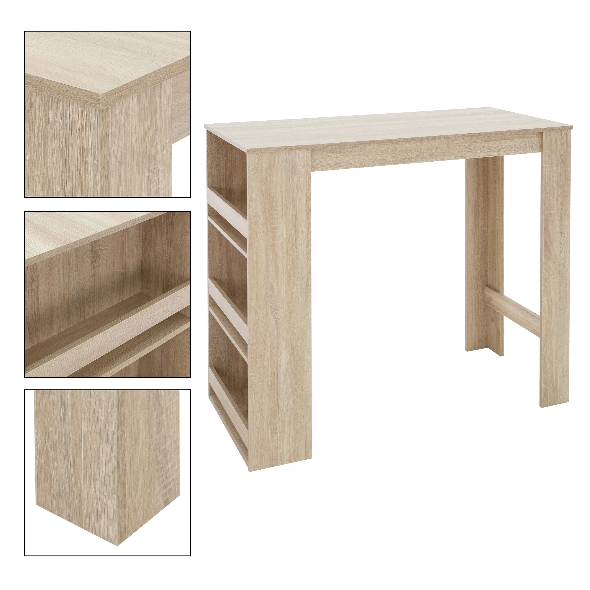 ECD Germany Möbel Bartisch 117x106x57 cm Table bar chêne Sonoma