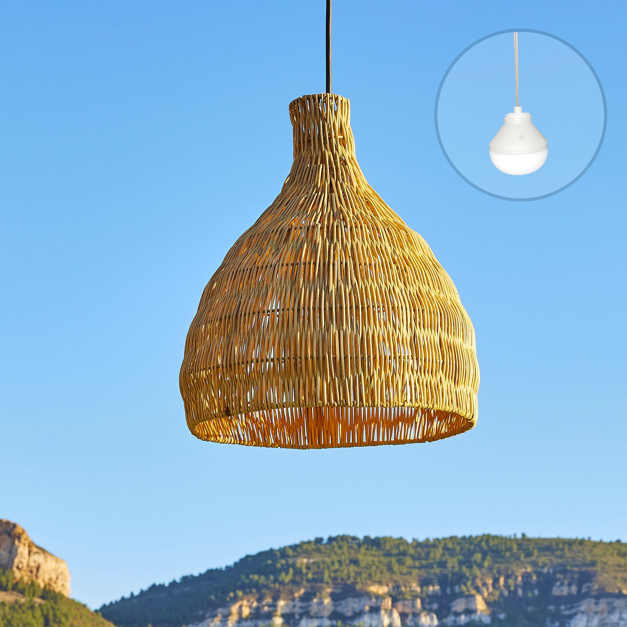Red Deco Bella Nomad suspension rotin LED RGB sans fil