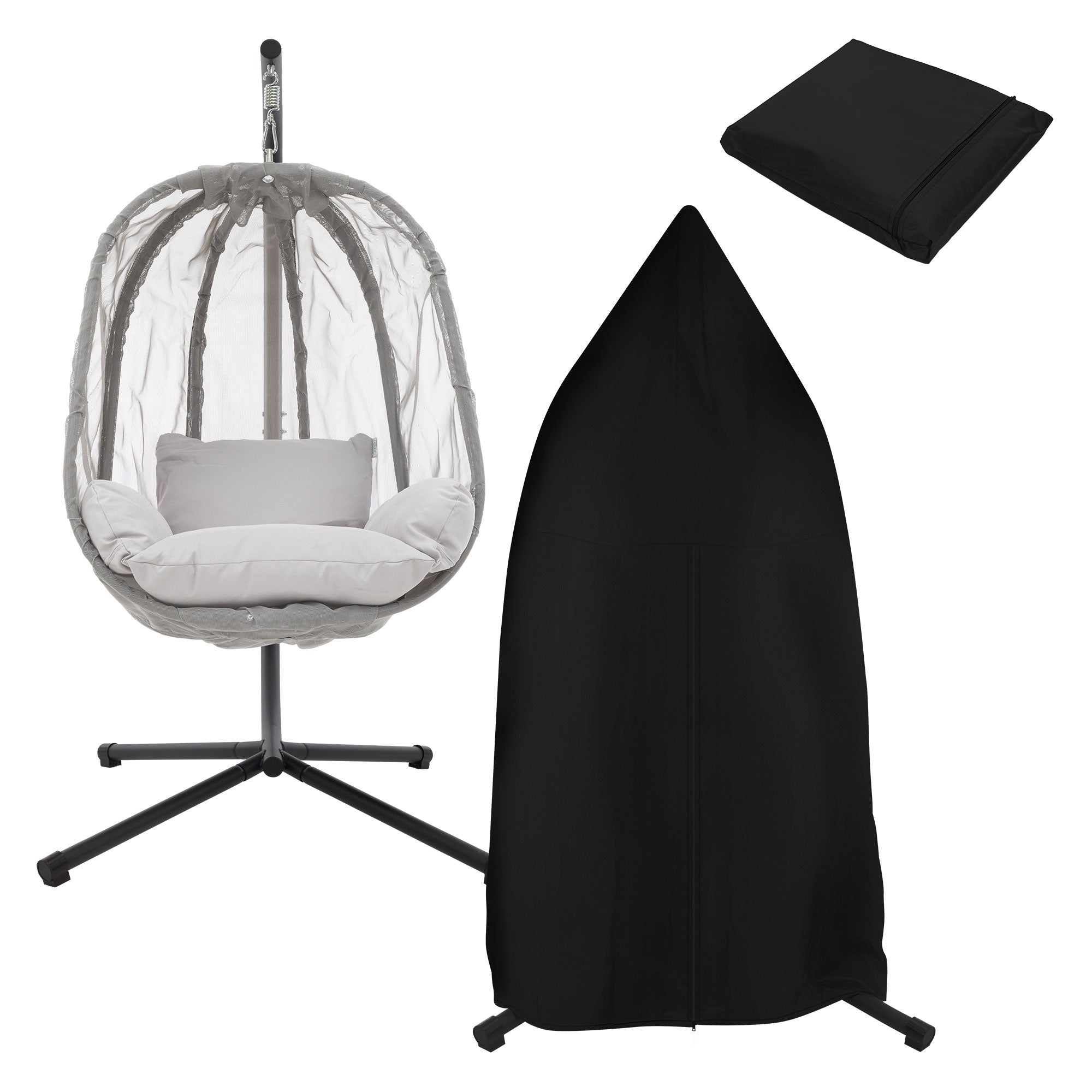 ECD Germany Fauteuil suspendu gris 150 kg avec support