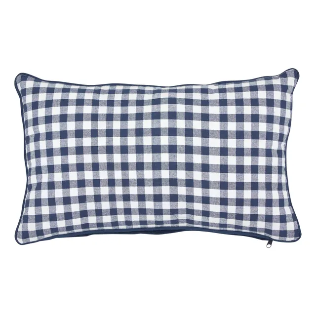 Oceania Groove coussin vichy 30x50 cm bleu terracotta