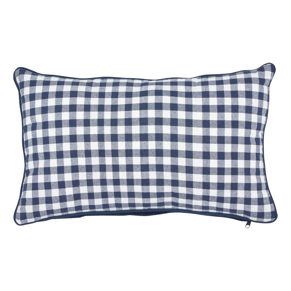 Oceania Groove coussin vichy 30x50 cm bleu terracotta