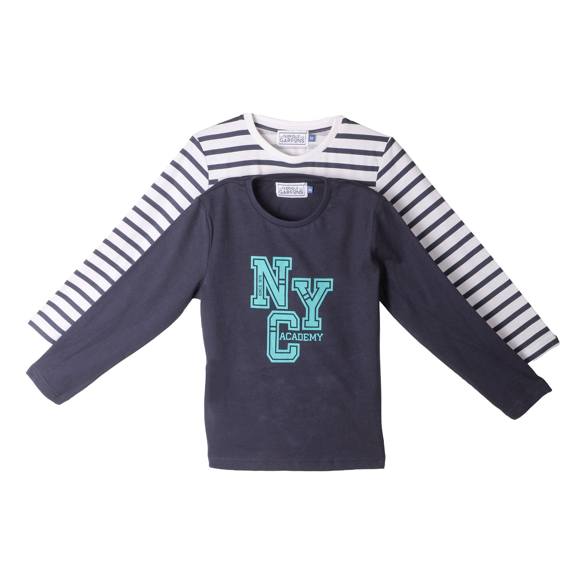 Lot 2 tee-shirts enfant bleu foncé coton 08A