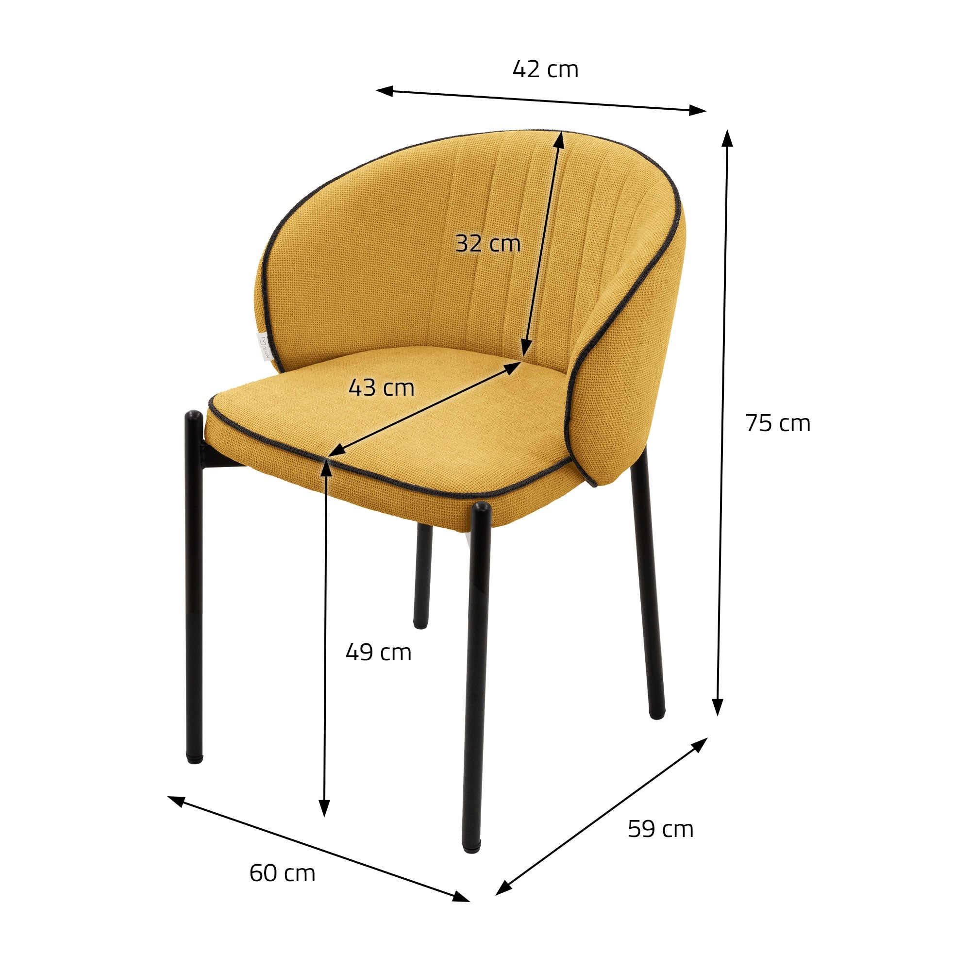 ECD Germany Möbel lot 2 chaises moutarde pieds métal
