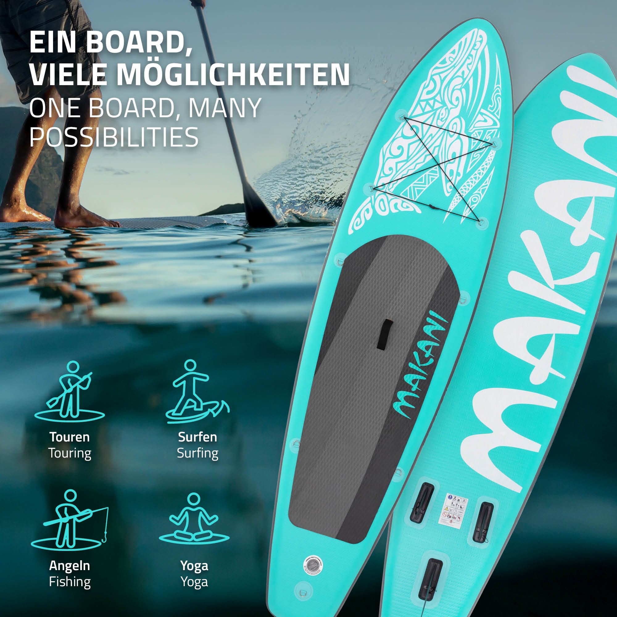 ECD Germany Makani 320 paddle gonflable turquoise 320x80x15