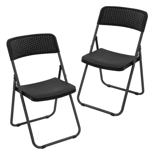 ECD Germany Garten chaise pliante noire 51x46x82 cm lot 4 rotin