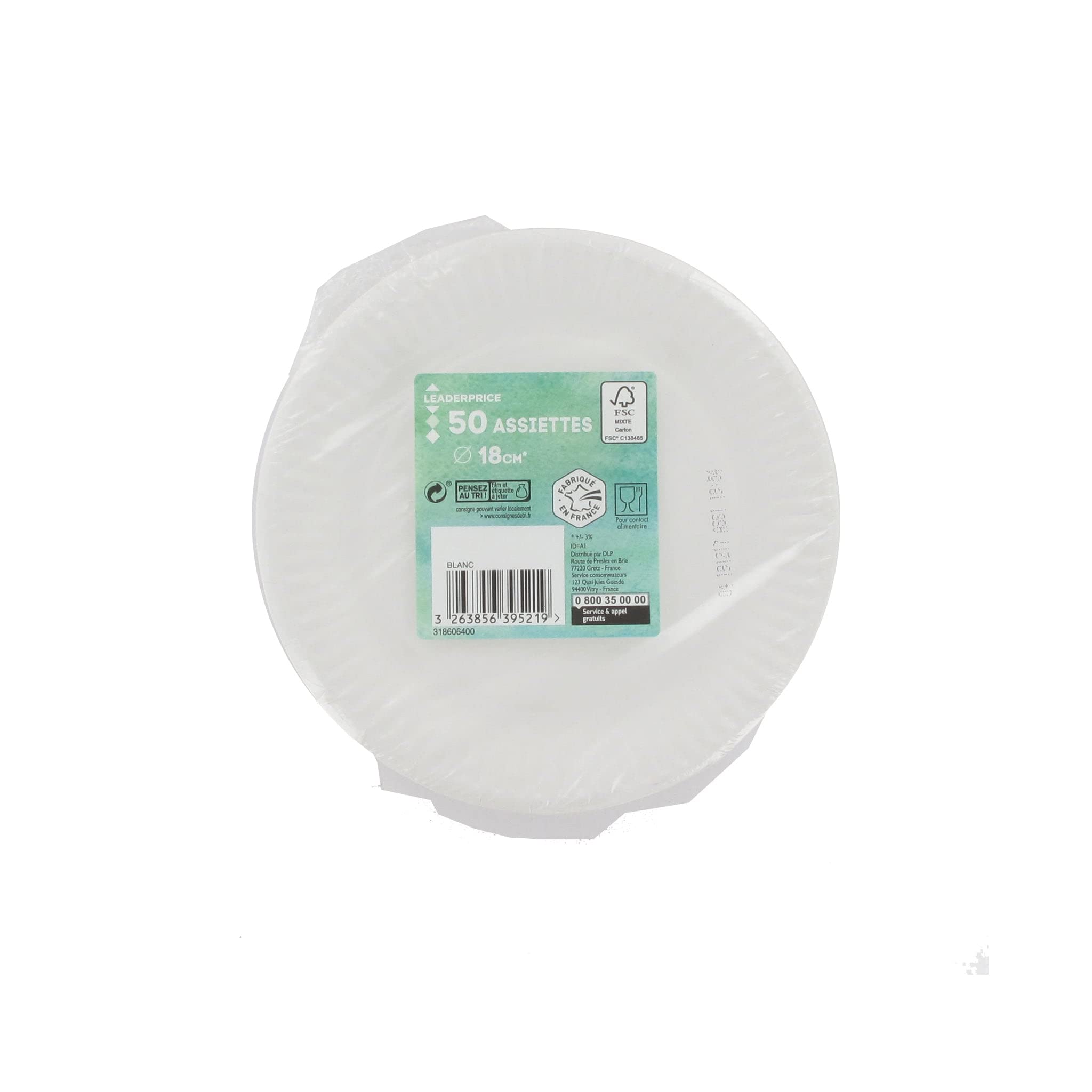 Leader Price Bazar assiettes carton 18cm jetables x50 fêtes