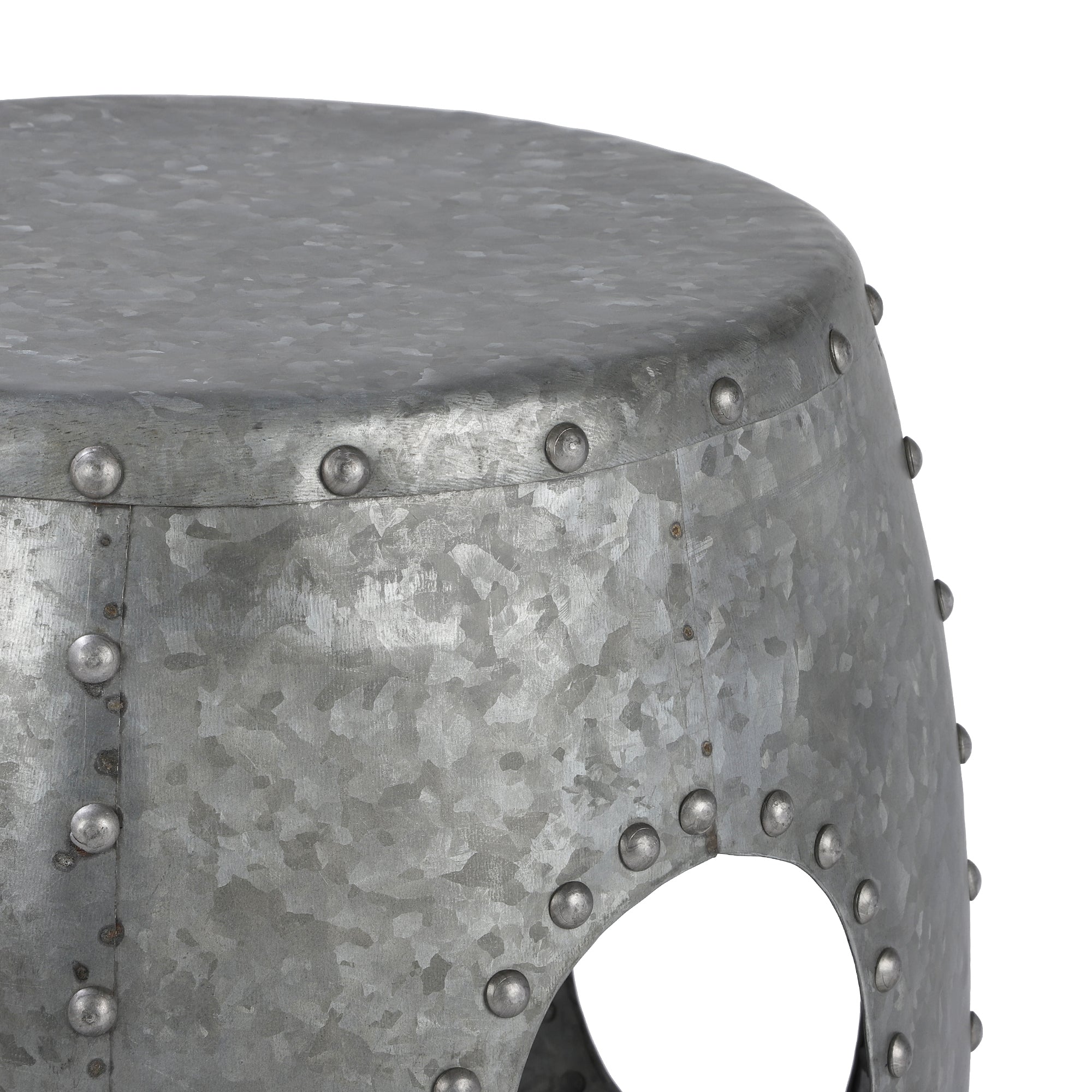 WOMO-Design table d’appoint métal argenté 38 cm cloutée