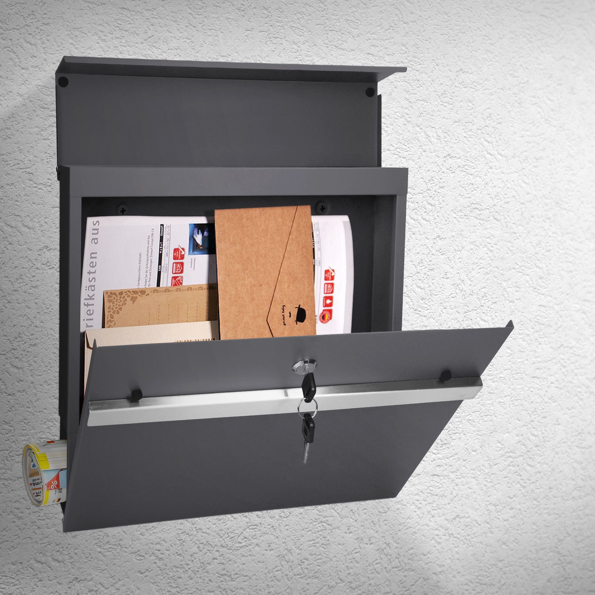 ECD Germany boîte aux lettres anthracite acier 37x36,5x11 cm