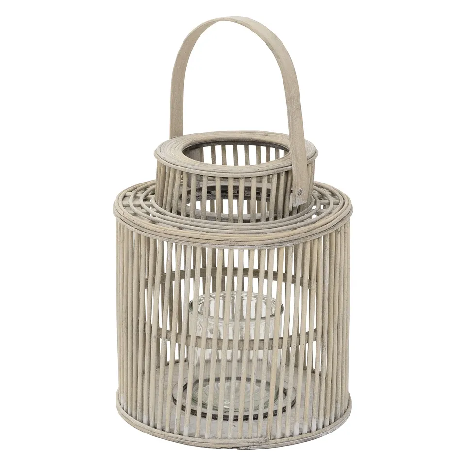 ECD Germany Garten lanterne bambou ronde photophore verre