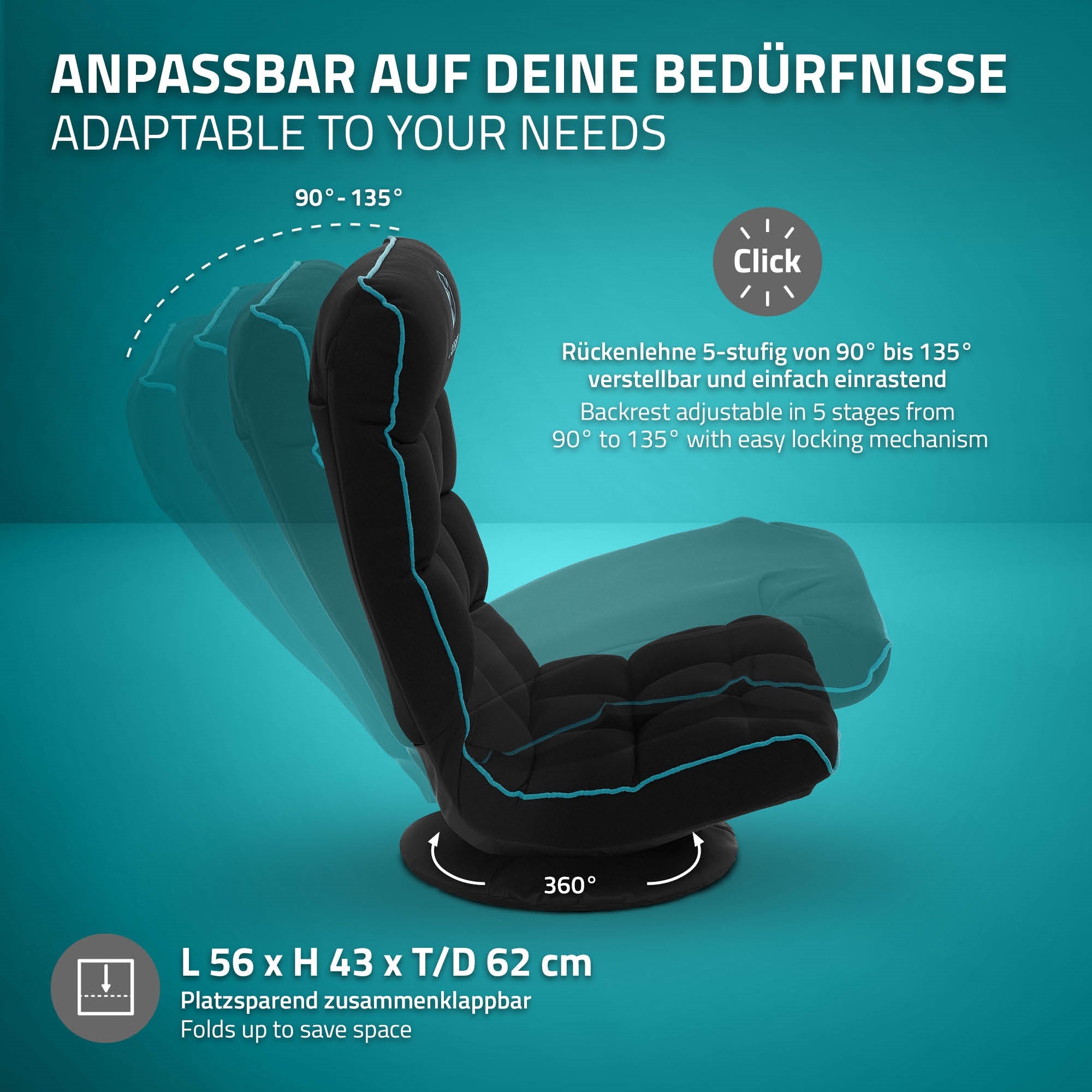 ECD Germany Möbel fauteuil gaming de sol vert dossier réglable