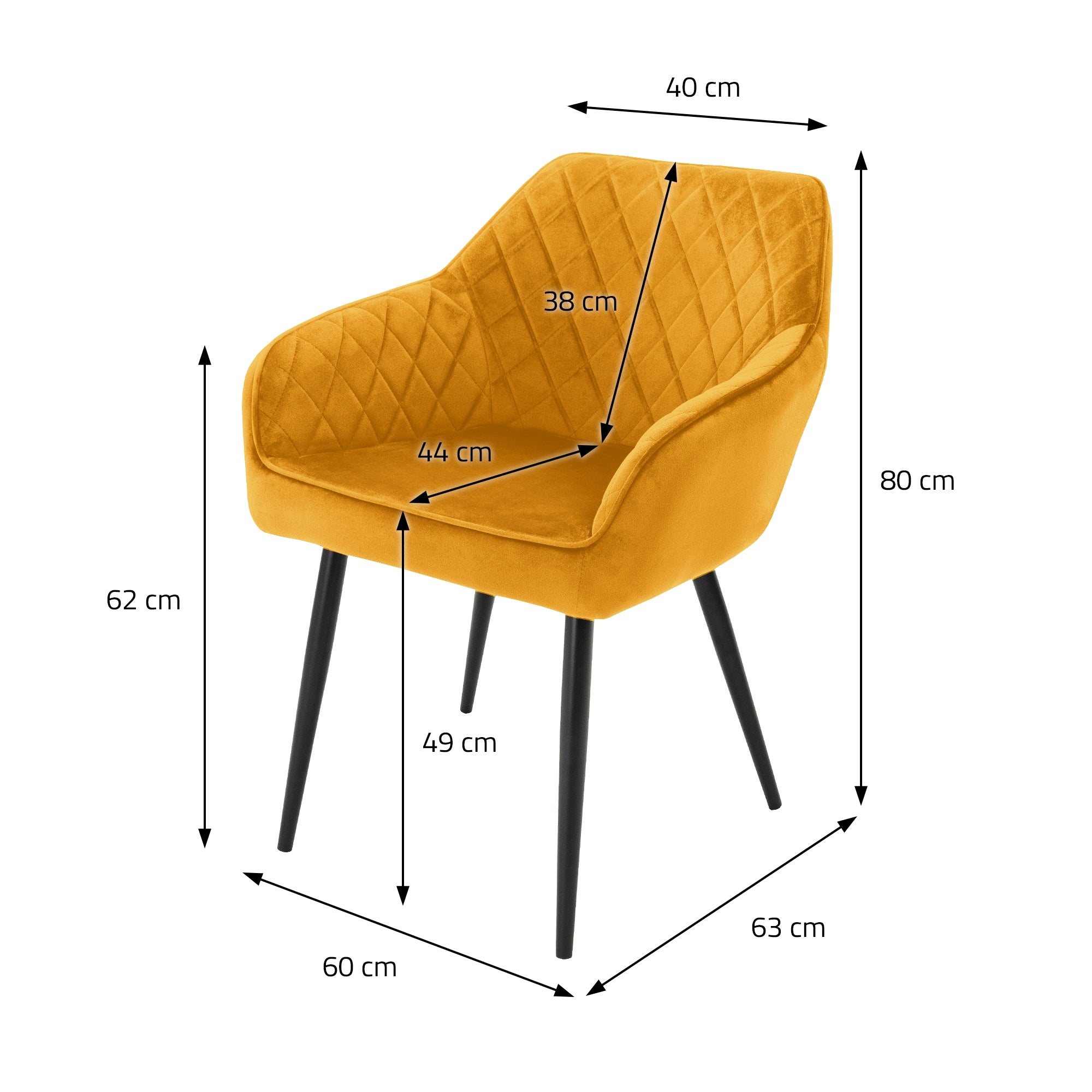 ECD Germany Möbel lot 6 chaises velours moutarde accoudoirs
