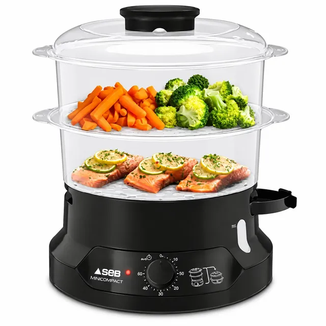 SEB Cuiseur vapeur 6L 2 paniers 800W cuisson saine