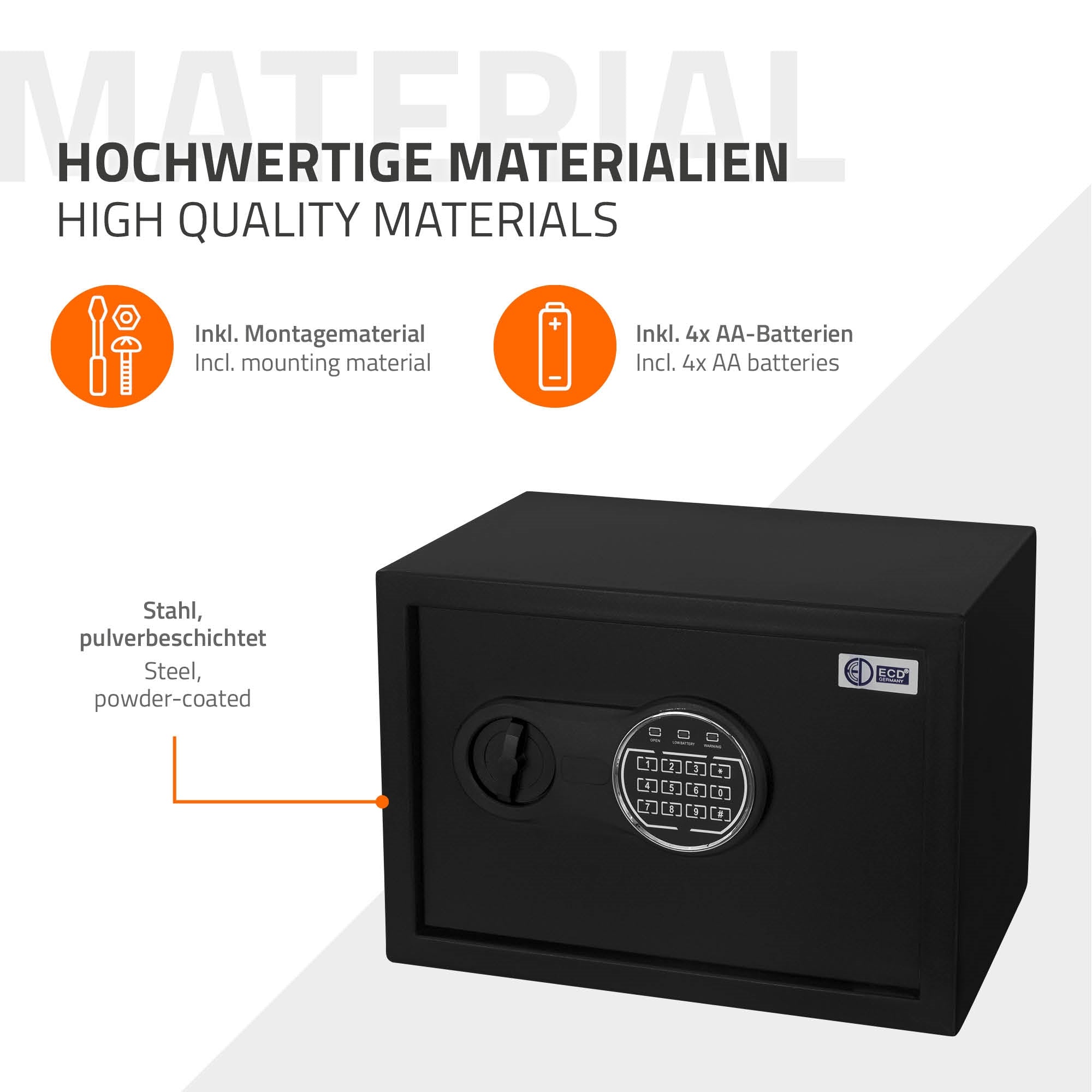 ECD Germany Haus & Wohnen Coffre-fort 16 L acier code électronique