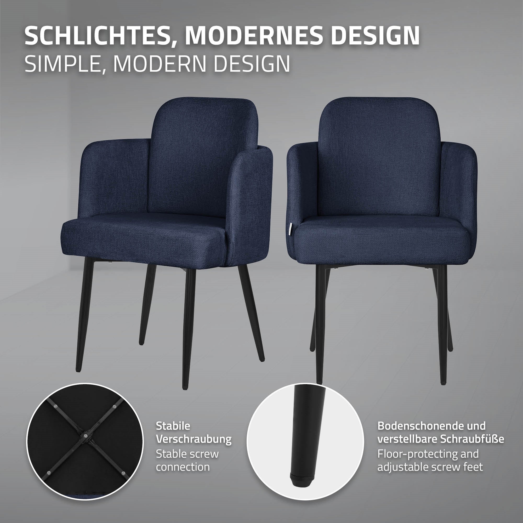 ML-Design chaise salle à manger bleu foncé tissu 1 pièce