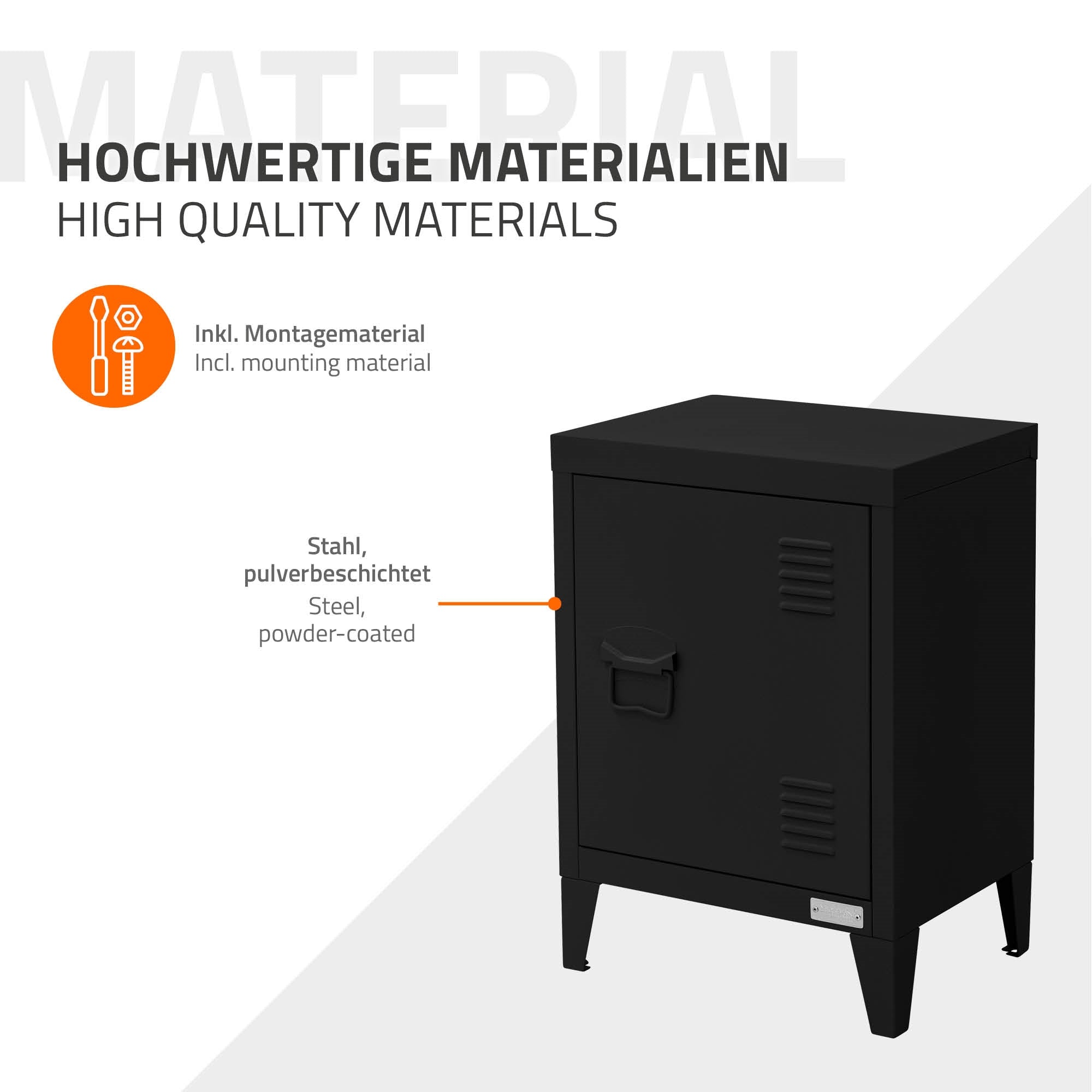ECD Germany Werkstatt armoire bureau acier noir 40x30x57,5 cm