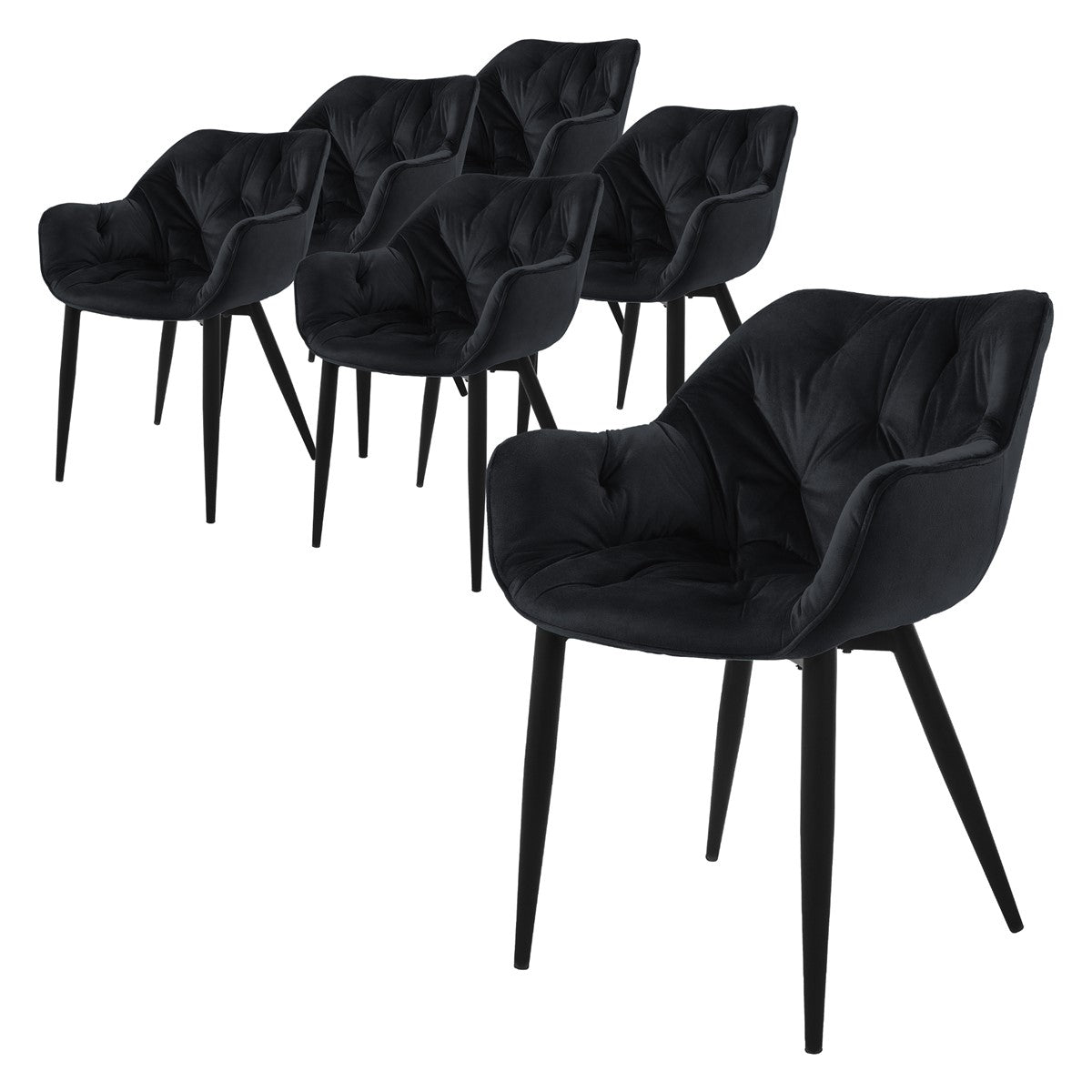 ECD Germany Möbel chaise salle à manger velours noir lot 6