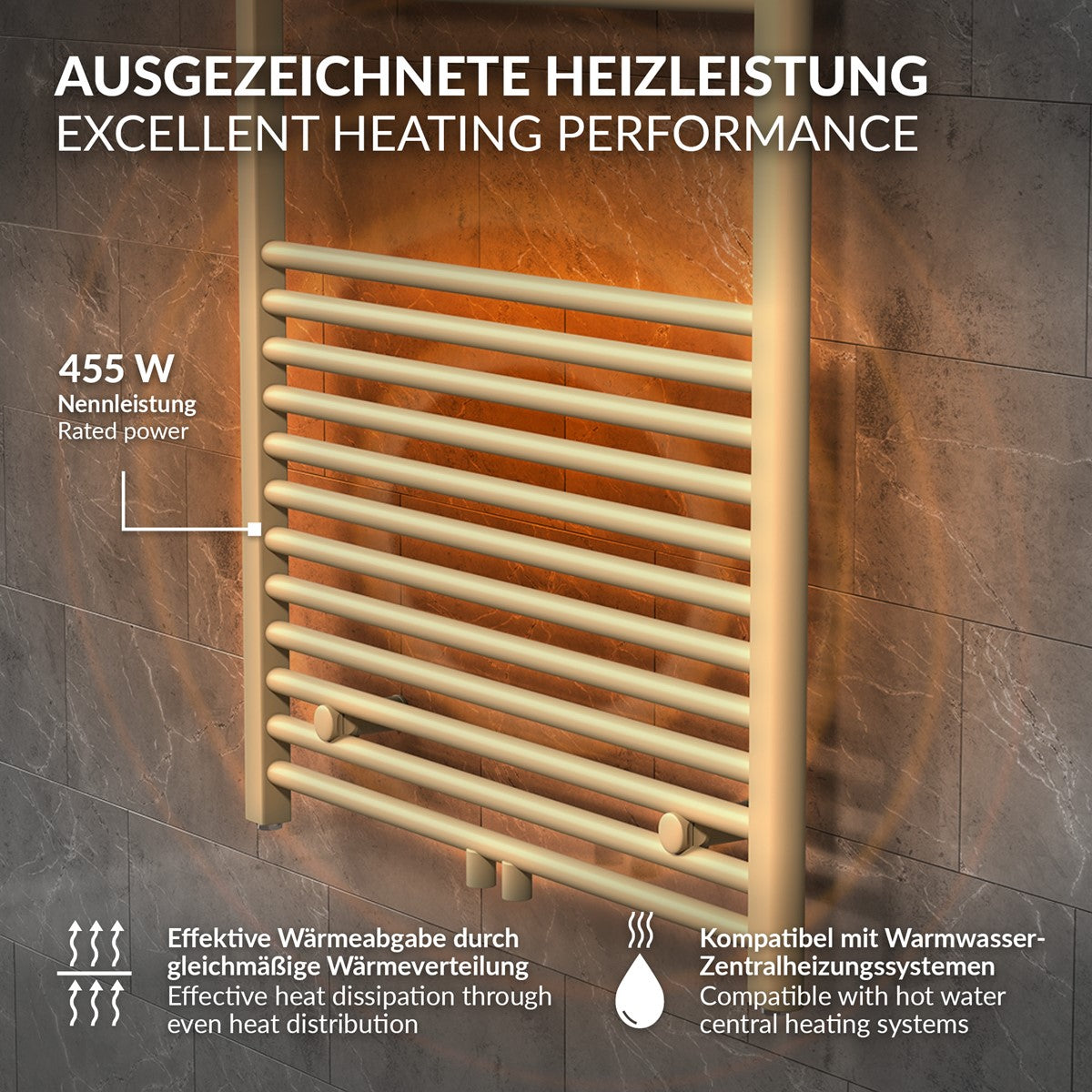 LuxeBath Sahara radiateur salle de bain beige 500x1200 mm eau droit