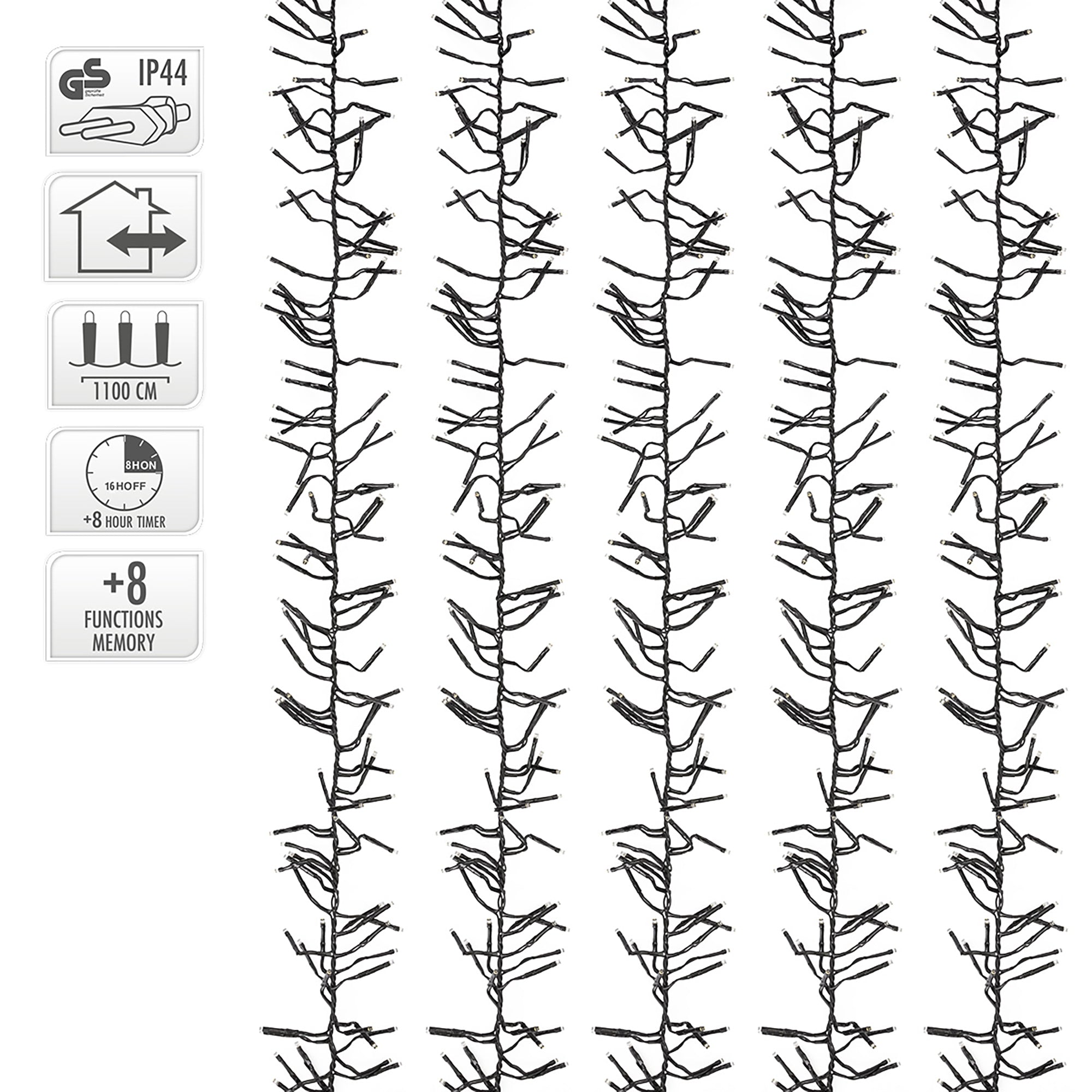ECD Haus Wohnen guirlande cluster LED 11m 1512 blanc chaud