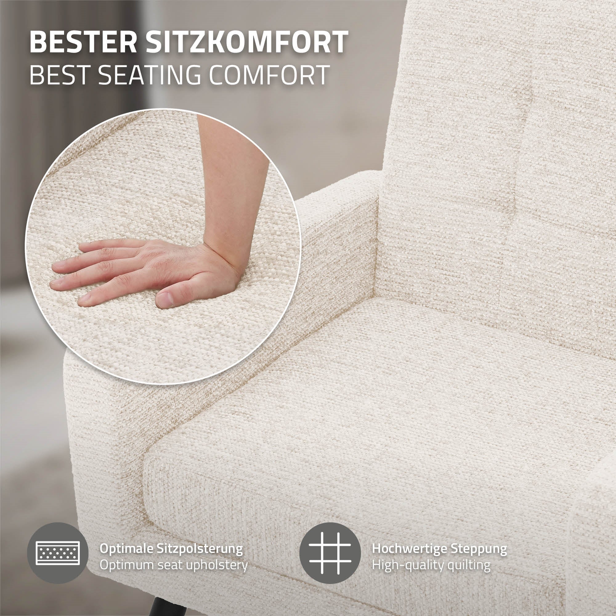 ECD Germany Möbel fauteuil beige 66,5x80x63,5 cm polyester