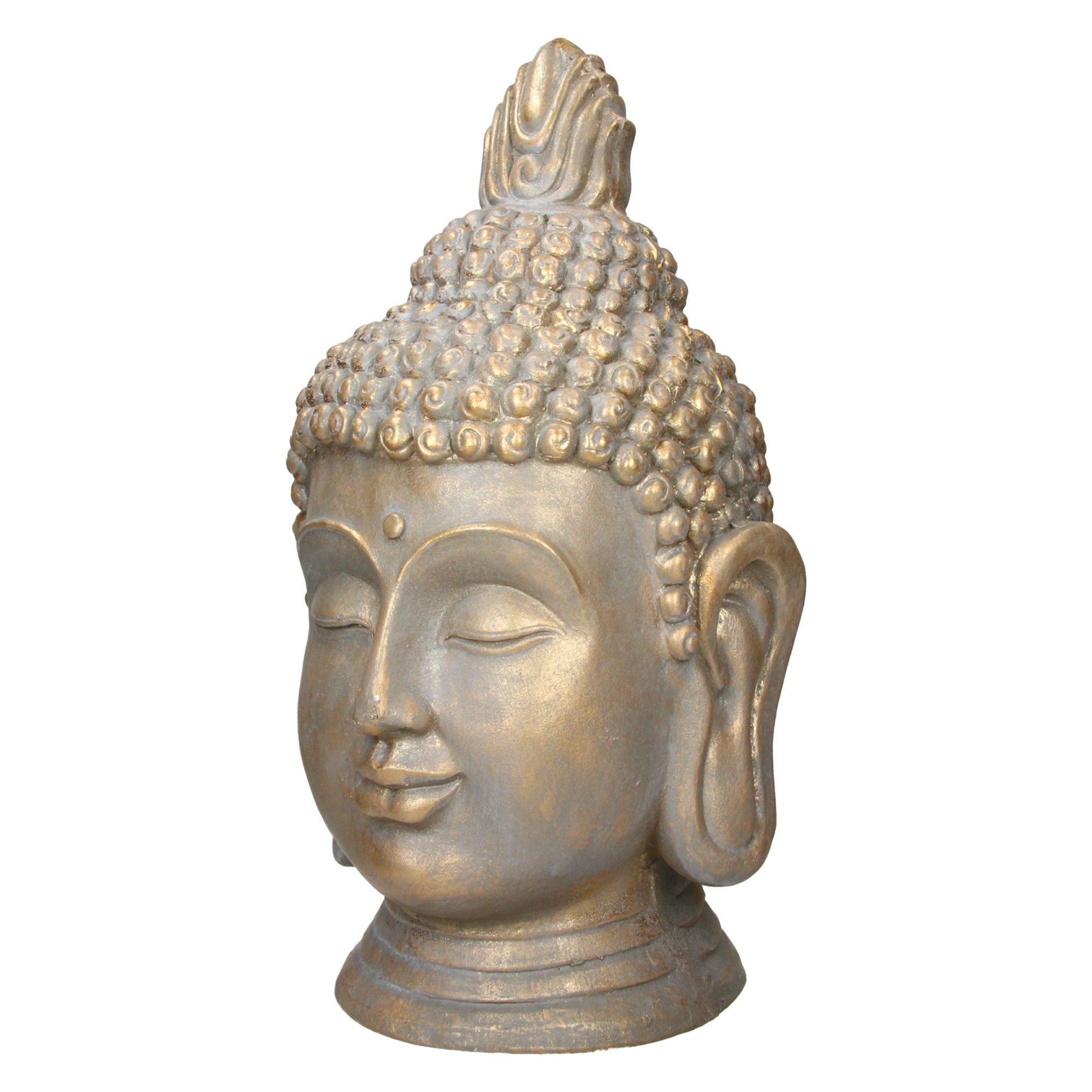 ECD Germany tête bouddha statue pierre 55 cm beige-gris