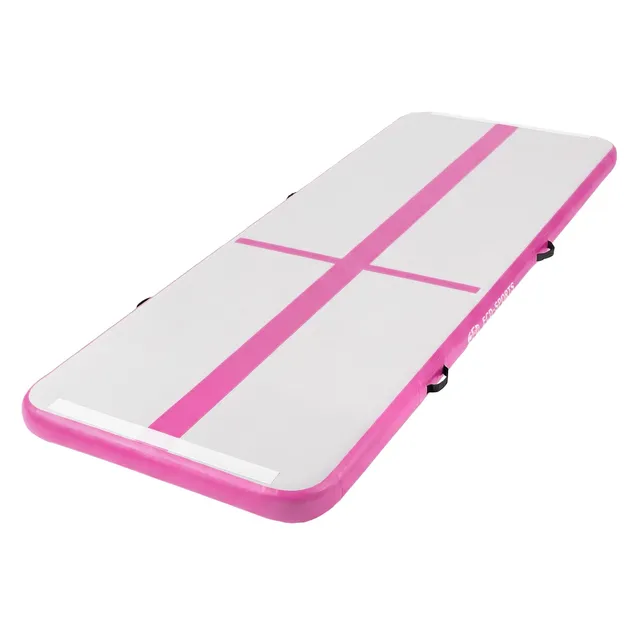 Airtrack Tapis gym gonflable 3m rose 10cm + pompe
