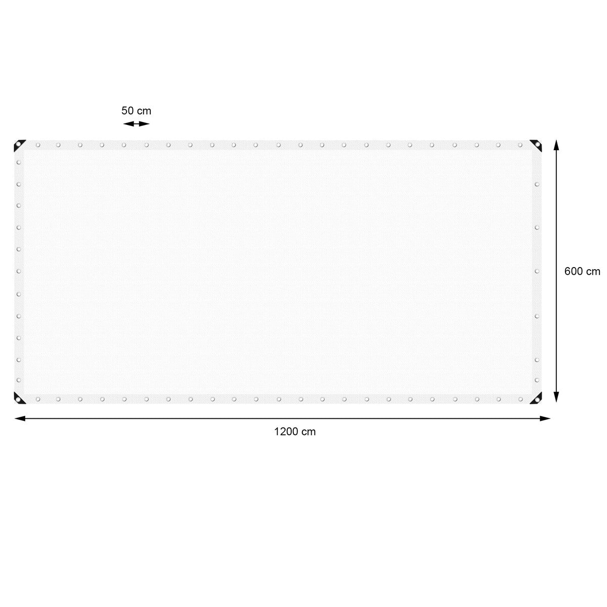 ECD Germany Garten Bâche blanche 6x12 m 260 g PE avec œillets