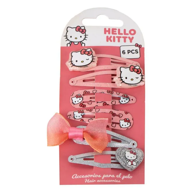 Hello Kitty lot 6 barrettes paillettées nœud cheveux fille