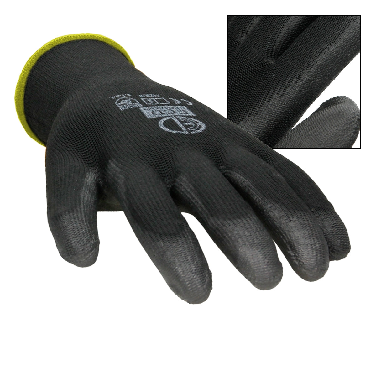 ECD Germany Werkstatt gants de travail PU noirs taille M 4 paires