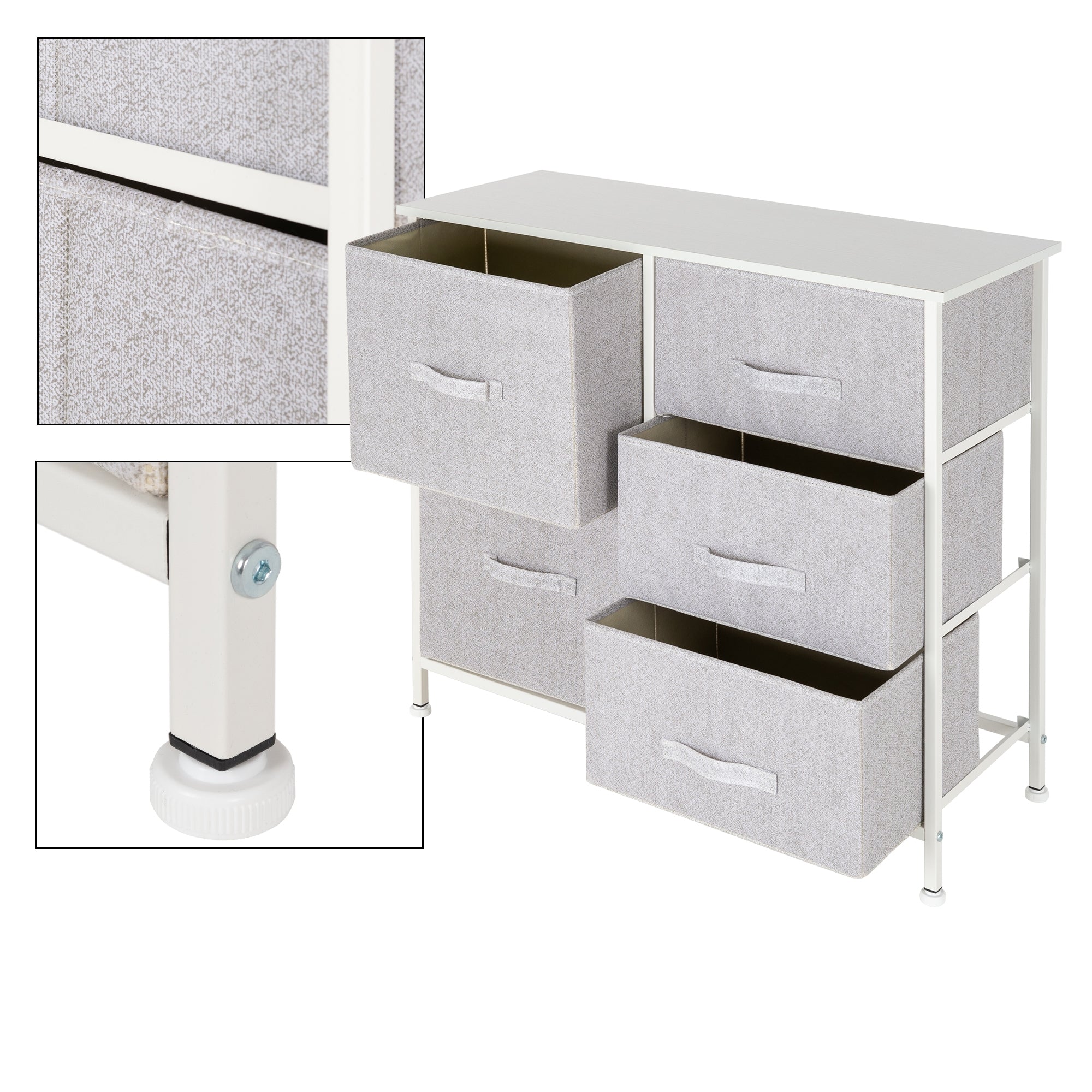 ECD Germany ML-Design commode 5 tiroirs blanc 80 cm