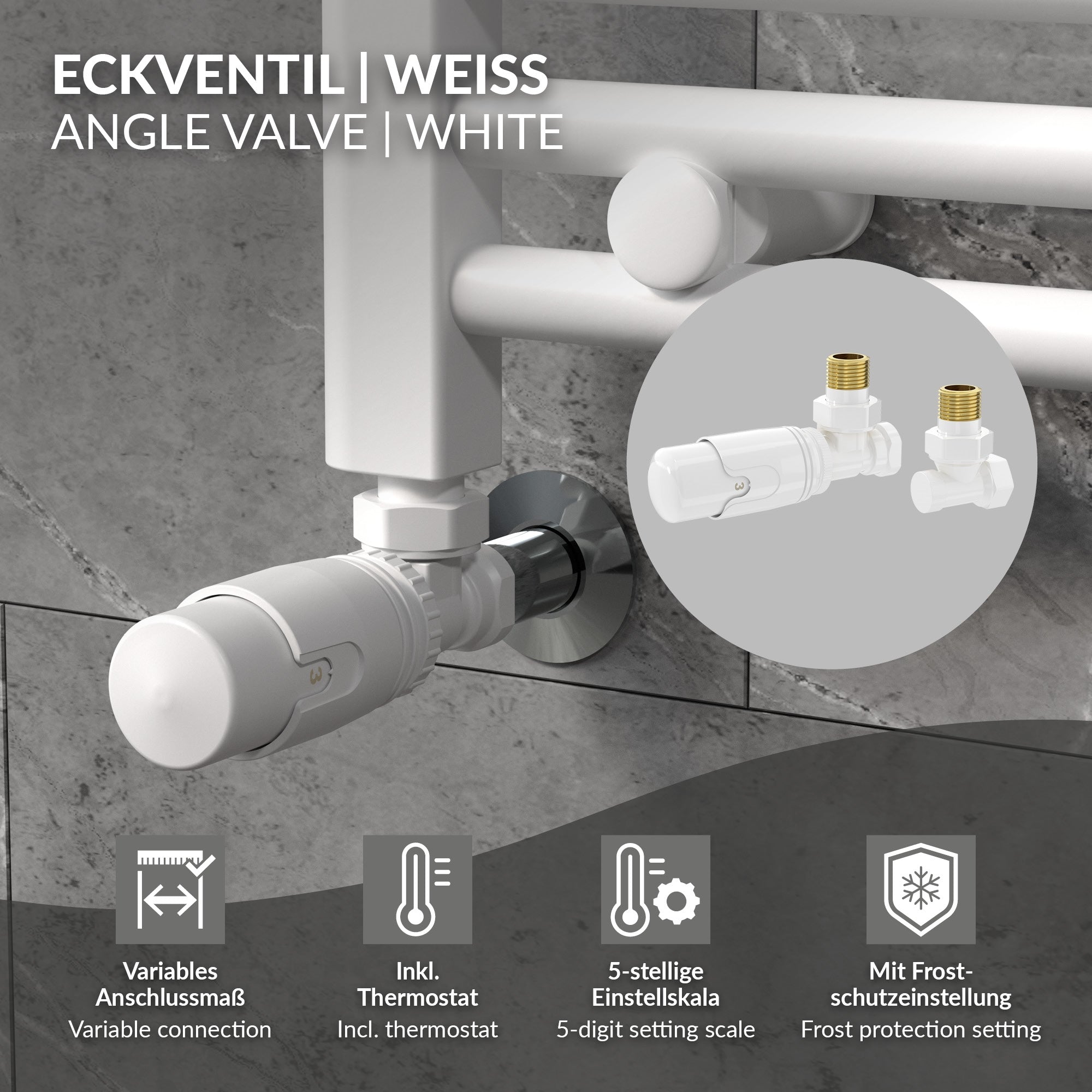 ECD Germany LuxeBath sèche-serviette blanc 500x1800 mm thermostat