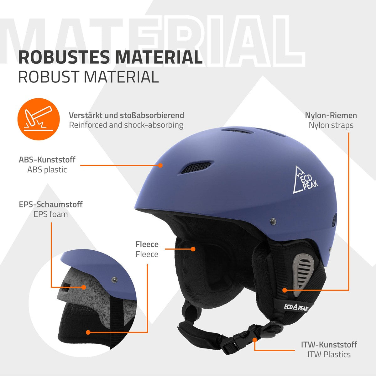 ECD Germany casque ski S 51-54 cm bleu ventilation