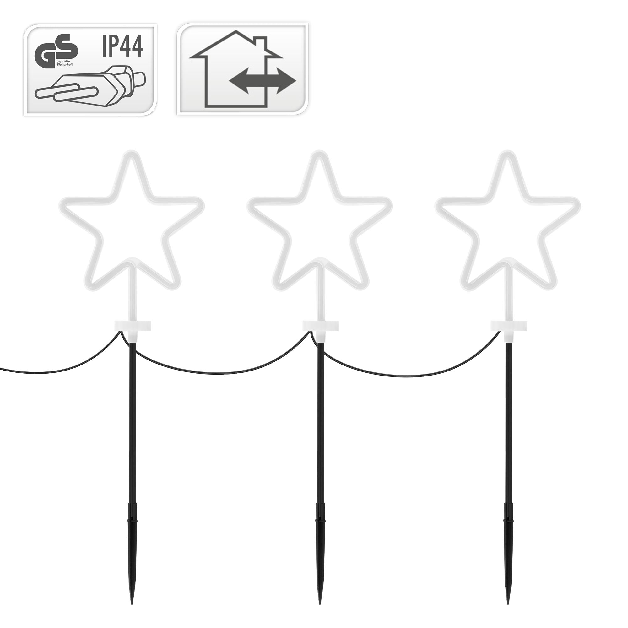 ECD Haus & Wohnen lot 3 étoiles LED piquet 58 cm IP44