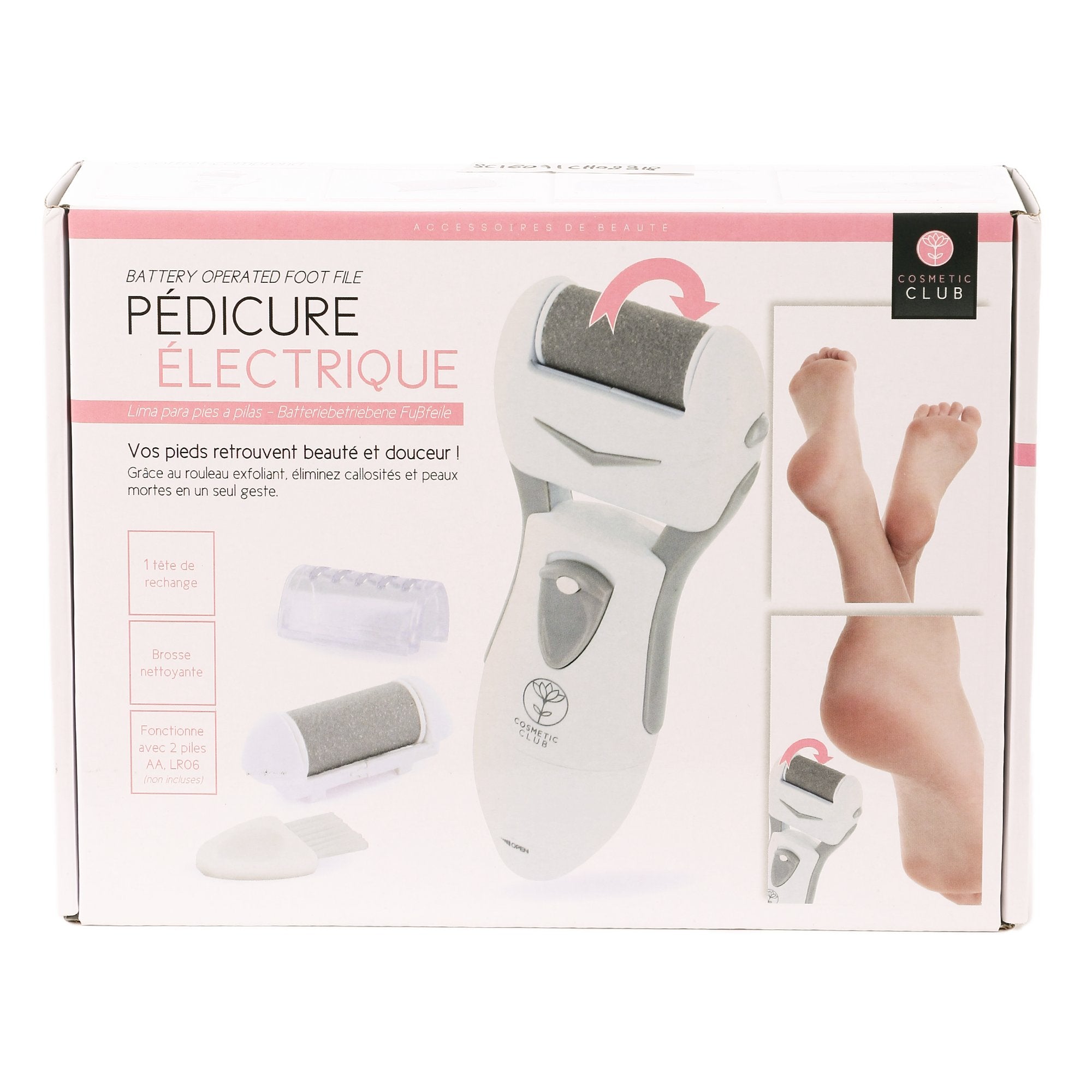 Râpe électrique pédicure anti-callosités + tête rechange + brosse